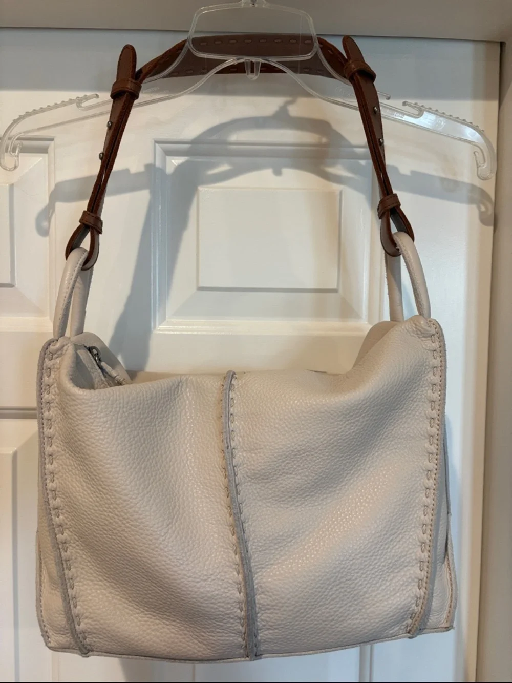 The Sak Los Feliz Hobo Cream Leather with Brown Shoulder Strap - Picture 6 of 16